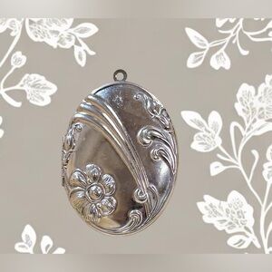 Floral Oval Repousse Locket